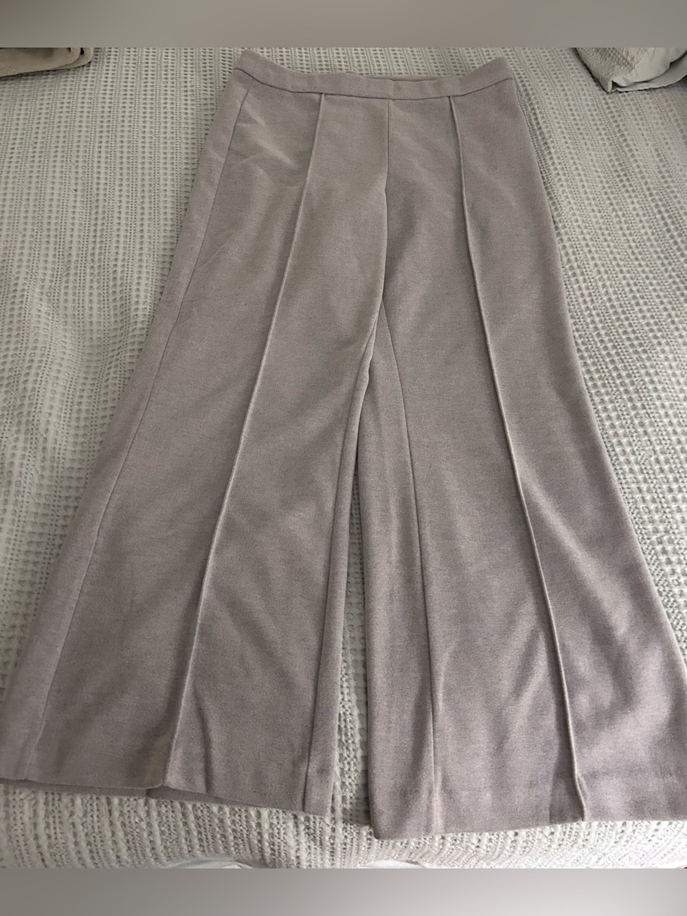 Jules & Leopold Wide-Leg Pants in Light Gray XL. Pull on waist.